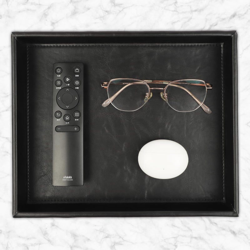 Decor Trends Leather Valet Organizer for Men - Black Catchall for Wallet, Keys, EDC, Jewelry, and Perfume - Nightstand, Dresser, and Bathroom Vanity Storage - Image 4